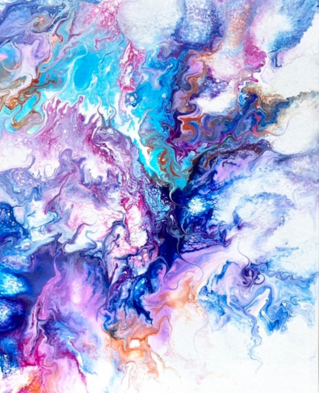 ABSTRACT POURING STILE ACRILIC BLU AND MAGENTA ARTWORKS